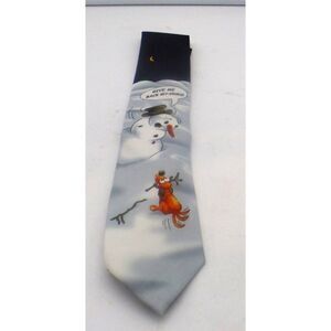 John Ashford Men's Armless Snowman Holiday Tie, Black/Gray-multi